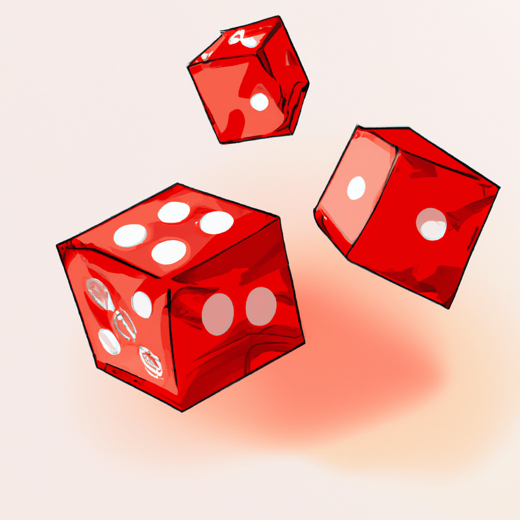 3 red dices, modern design, for the web, cute, happy, trending in artstation